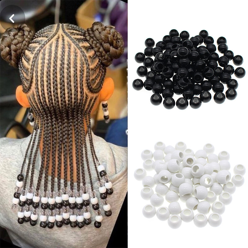 50pcs/bag Black and White Dreadlocks Hair Ring Hair Braid Beads hair braid dread dreadlock Beads cuffs clips approx 6mm hole