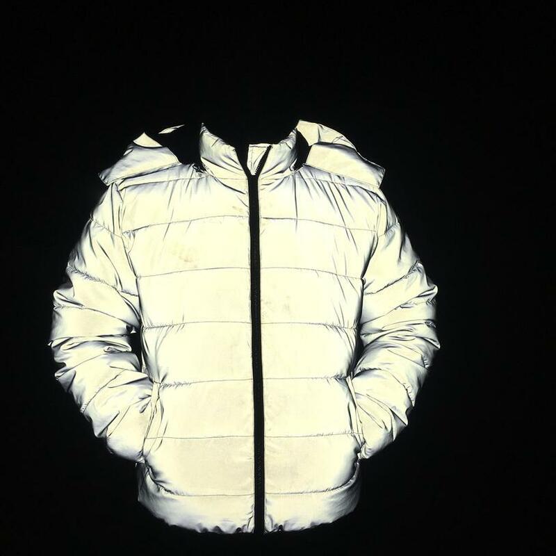 Jaqueta masculina acolchoada de algodão, reflexiva, quente, noctilucida, com capuz, roupas de algodão acolchoadas, inverno, novo, 2022