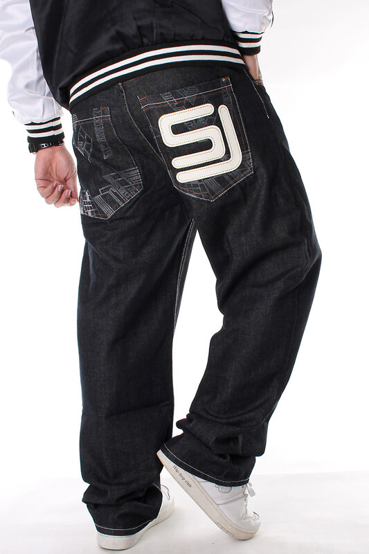 Mężczyźni Hip-hop luźna moda deskorolka spodnie spodnie Plus Size dżinsy hip-hopowe męskie Trendy kowbojskie męskie Streetwear