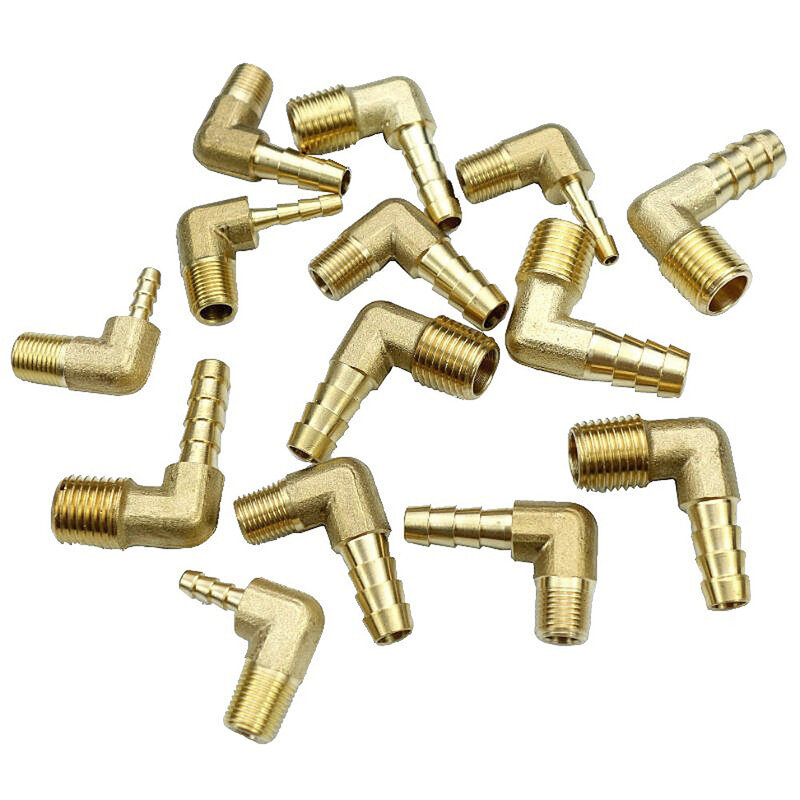 1/8" 1/4" 3/8" NPT Male x Hose Barb Tail Elbow Brass Fuel Fitting Connector Adapter Water Gas Oil