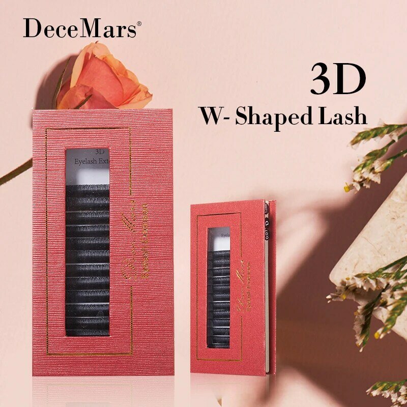 DeceMars-3D W 자형 속눈썹 익스텐션, 3 팁 C/D 컬 고품질 Idividual 속눈썹