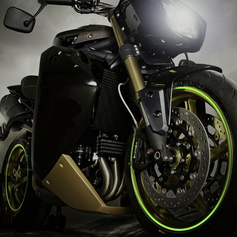 1 Buah 10 Inci Neon Hijau Mobil dan Roda Sepeda Motor PVC Bagian Reflektif Stiker untuk Ban