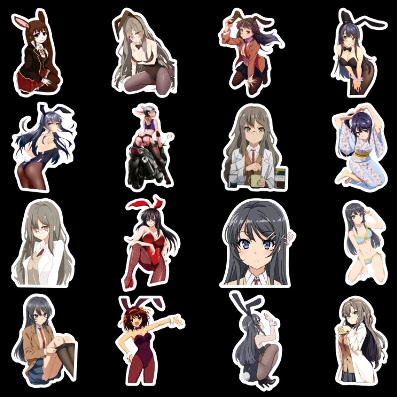 Pegatinas de Anime Dangan Rondo Assassination Classroom Bunny Girl para portátiles, maletas, monopatines, 50 pegatinas de PVC