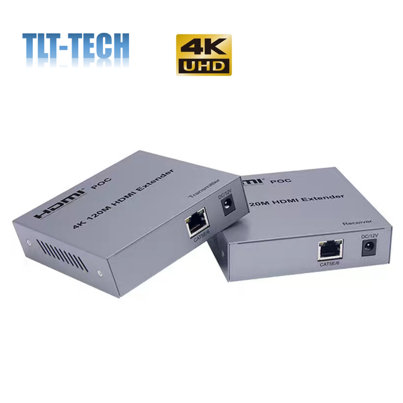 POC 4K przedłużacz HDMI 120M przez RJ45 Ethernet Cat5e Cat6 Cat 6 6a przedłużenie kabla sieciowego TX RX nadajnik-odbiornik TV wyjście z pętli