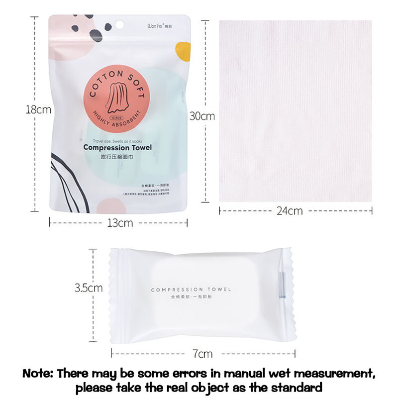 Disposable Travel Portable Non-woven Fabric Compressed Towel Pure Cotton Thick Face Towel Compressed Face Towel 12 Bags