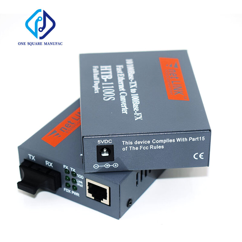 NetLINK HTB-1100S A/B 25KM Single-Mode Single-Fiber WDM ไฟเบอร์ Media Converter ขนาด1310nm-TX SC 10/100Mbps B 1550nm-TX