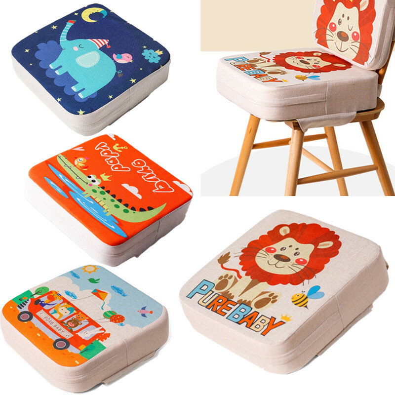 Cojín ajustable portátil de dibujos animados para silla alta de bebé, almohadilla de refuerzo para silla de comedor, esponja lavable, aumento de asiento