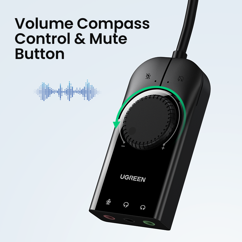 Kartu Suara UGREEN Antarmuka Audio USB Eksternal 3.5Mm Adaptor Audio Mikrofon Kartu Suara untuk PC Laptop PS4 Headset Kartu Suara USB