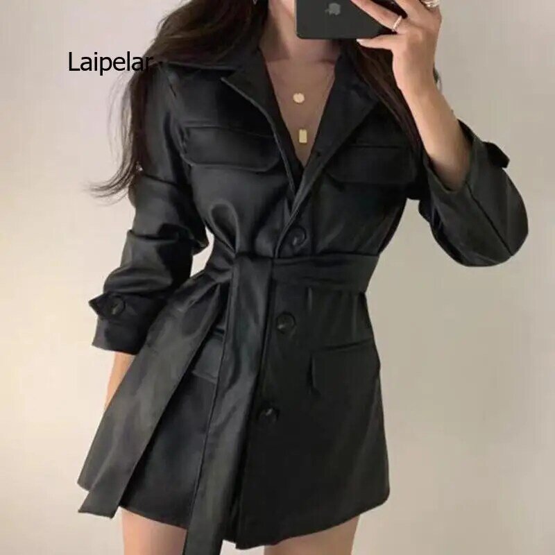 Faux Fur เสื้อแจ็คเก็ตหญิงยาวแขนยาว Vintage Coat พร้อมกระเป๋า Outerwear สุภาพสตรี Tops 2021