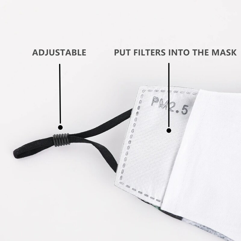 Moda wielokrotnego użytku maska tkanina z nadrukiem zmywalny usta maska z filtrem PM2.5 odporny na kurz Anti-fog bezpieczeństwo oddychanie maski ochronne
