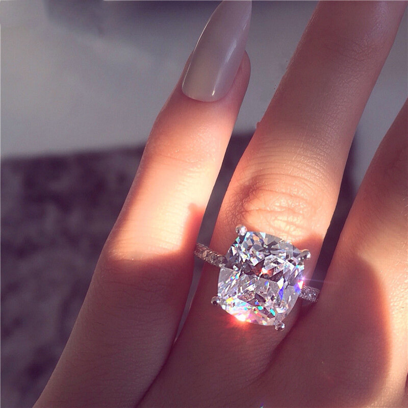FFLACELL deslumbrante Joyería de diamantes de imitación de aleación de Zinc blanco diamante de imitación novia compromiso anillo de boda para mujer joyería de moda