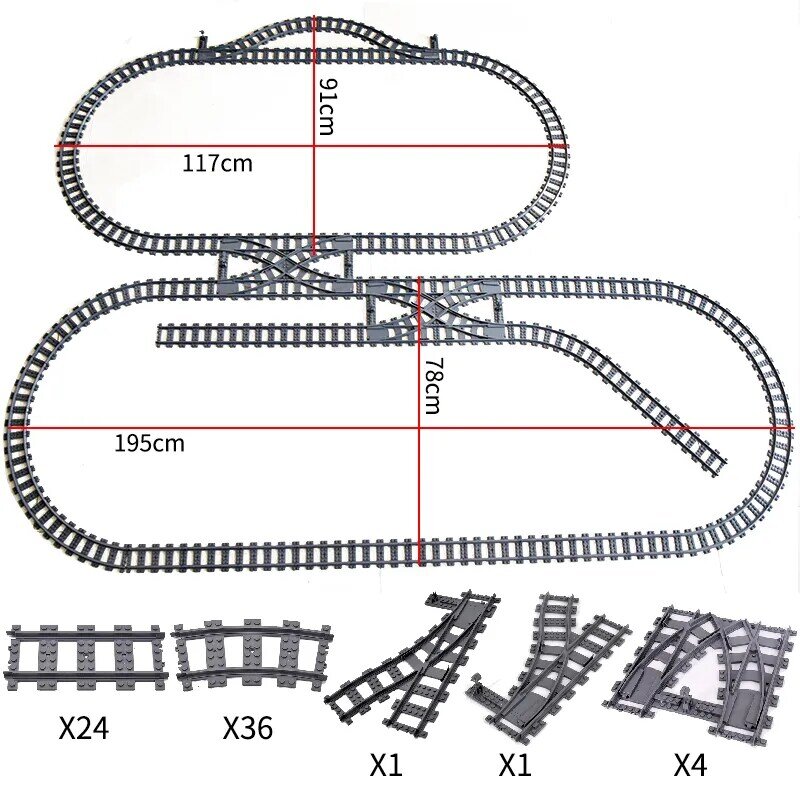 Train de ville à commutateur Flexible, Rails de chemin de fer à croisement, bloc de construction droit et incurvé, jouets compatibles avec 7996