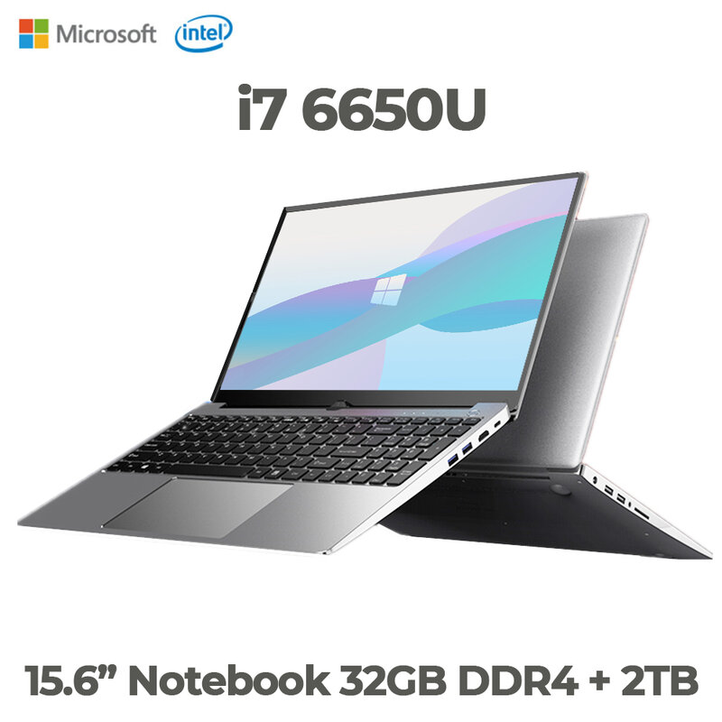 Laptop 15.6 Inci Terbaru Intel I7 6650U Ultrabook Logam 1920*1080 IPS FHD Windows 10 Notebook Komputer Gaming 5G WiFi Bluetooth