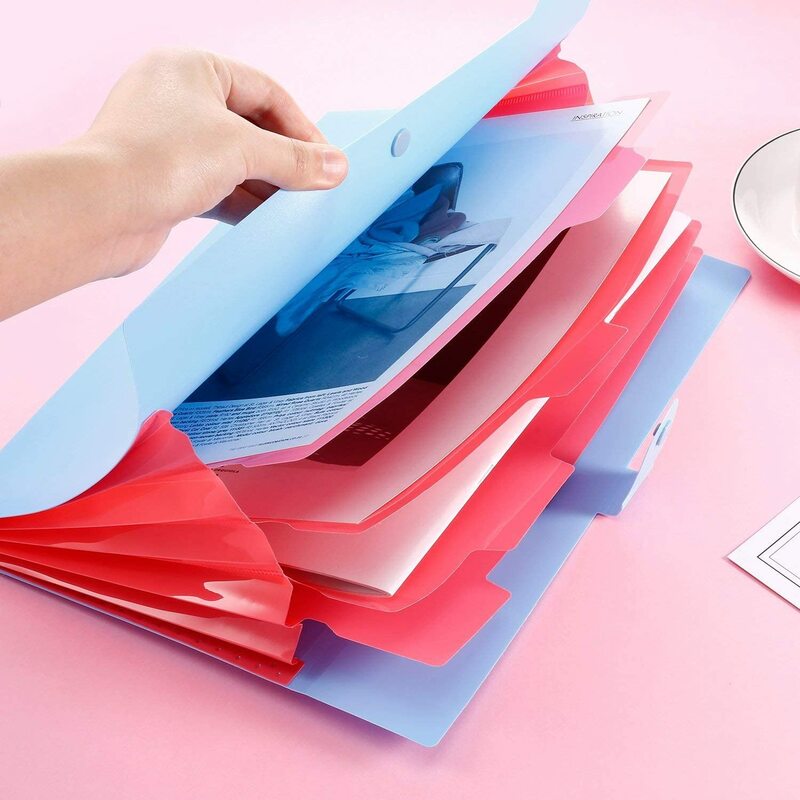 A4 Ukuran Huruf Plastik Memperluas Kotak File Folder Akordeon 5 Kantong Accordian File Organizer Snap Penutup Tas dengan Lables