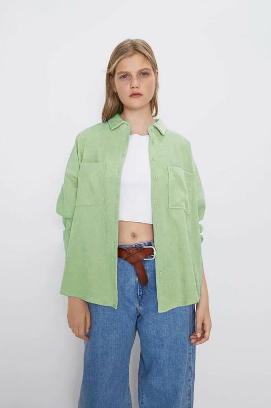 Withered england high street vintage oversize big pockets Corduroy blouse women blusas mujer de moda 2020 long shirt womens tops