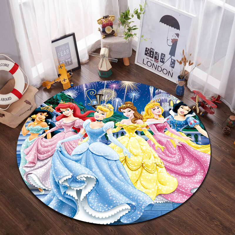 100x100cm Disney Princess Play Mat Non-slip Carpet Girls Room Girls Rug Bedroom Beside Carpet Balcony Rug Hall Mat