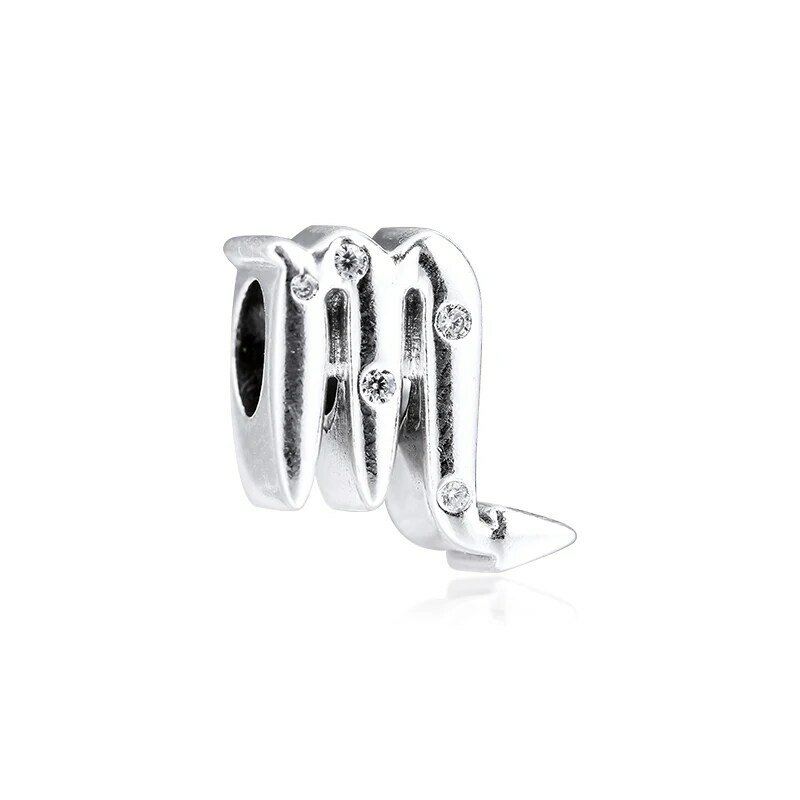 100% 925 Sterling srebrna iskrząca Skorpion Zodiak charms pasuje Pandora bransoletki z koralików dla kobiet DIYS biżuteria Berloque