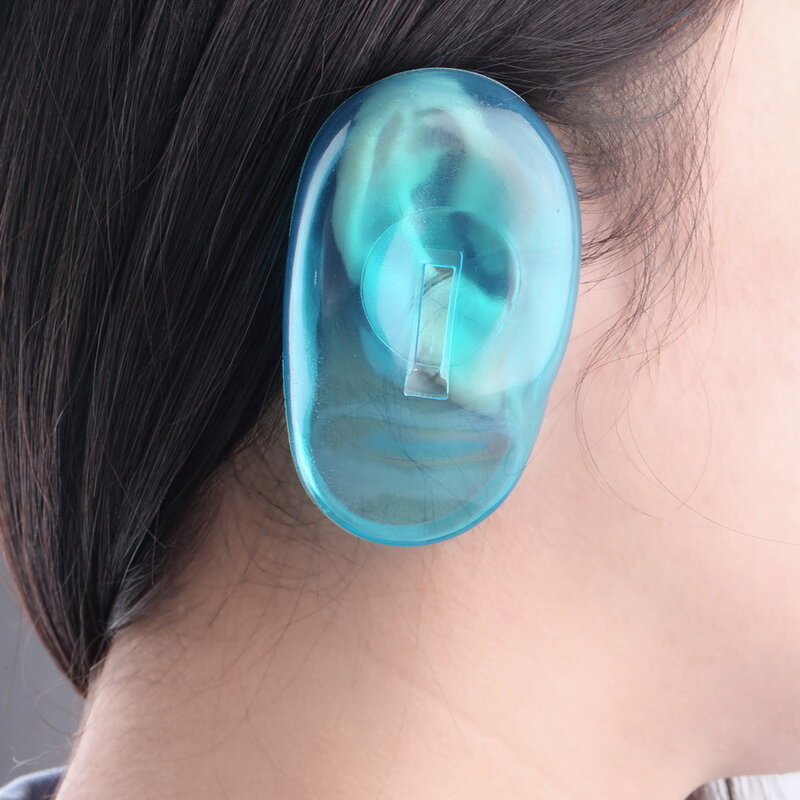 범용 투명 실리콘 귀 커버, 헤어 염색 쉴드 보호 살롱 컬러 블루 색상, 신제품, 염료로부터 귀 보호, 2 개/쌍