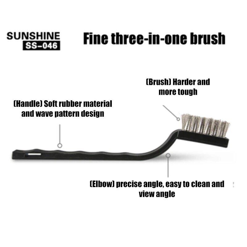 Sunshine SS-046 3 in 1 Cleaning Brush Set For Motherboard Dust Remove Cleaning Repair Gold/Silver/Antistatic Brush Tools