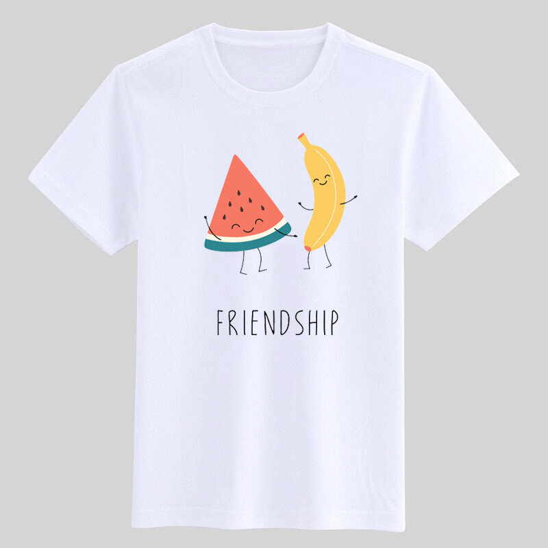 Camiseta con estampado de plátano y sandía para niños y niñas, camisetas kawaii de la amistad