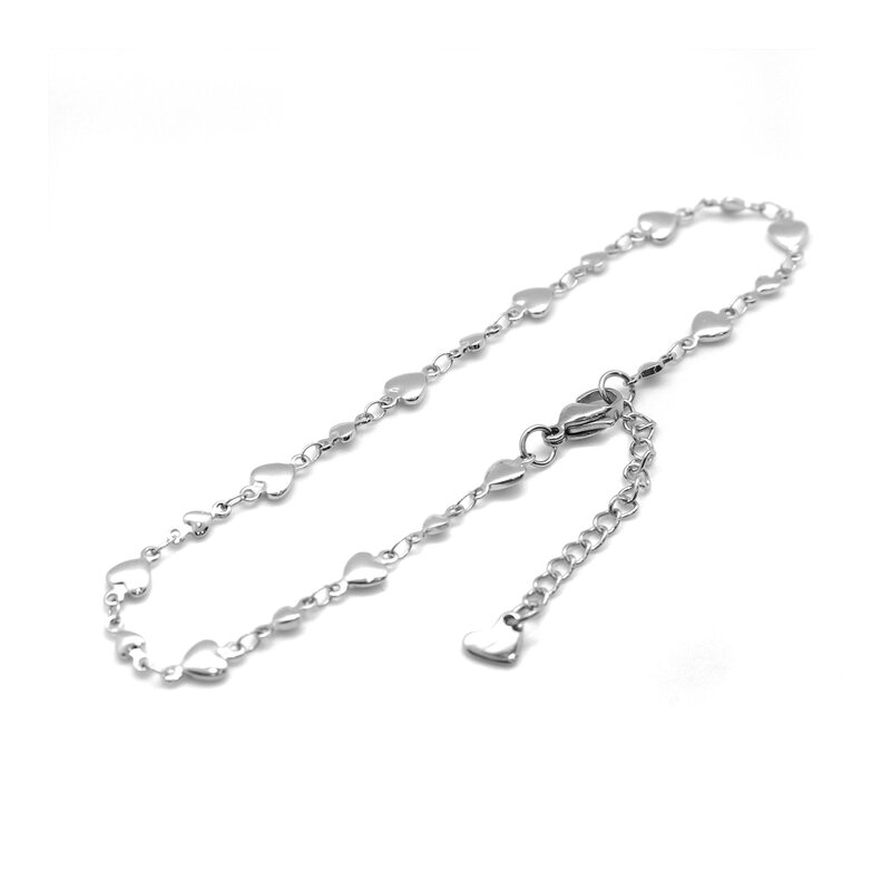 304 스테인레스 스틸 앵클릿 실버 컬러 하트 패션 여름 해변 발 Jewelry21.8cm(8 5/8 "), 1 조각