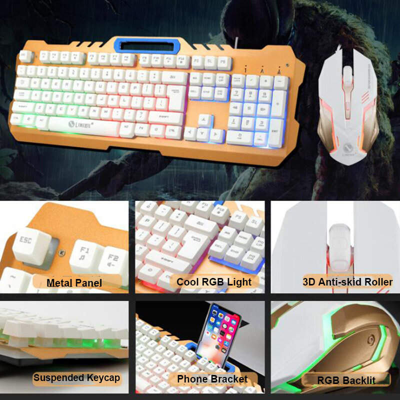 Tastiera del Computer Mouse Combo tastiera Gaming tastiera Retroilluminata Tastiera Meccanica per PC Tastiera Mouse Da Gioco Gamer