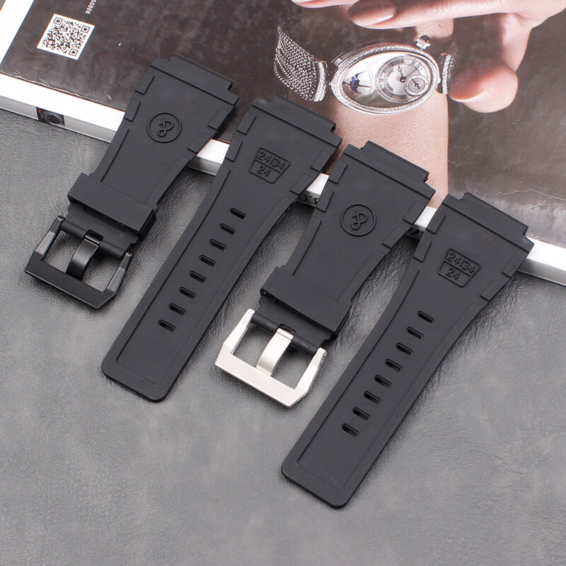 Watch accessories Bell 34x24mm silicone rubber strap Rose BR-01 BR-03 PVD outdoor sports waterproof strap buckle