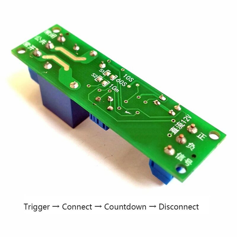 Taidacent Monostable SPDT Type Relay 10S 60S 600S One Way Relay Control Module External Trigger Delay Switch 12 24V Relay Module