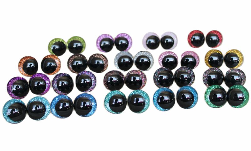 20PCS 12mm 14mm 16mm 18mm 20mm 25mm  30mm 35mm Cartoon 3D glitter toy eyes funny doll eyes With washer FOR PLUSH CRAFT -N19
