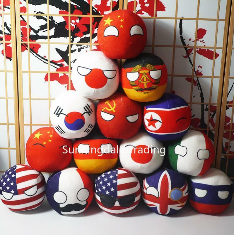 Muñeco de peluche de Polandball, llavero colgante de 9cm para Cosplay de fútbol, países Nacionales de EE. UU., RU, Brasil, Portugal, México