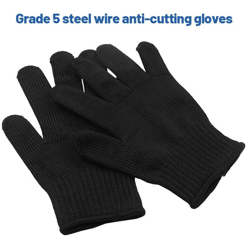 Zwarte Niveau 5 Anti Cut Handschoenen Staaldraad Metalen Mesh Veiligheid Bescherming Handschoenen Keuken Butcher Werkhandschoenen Gesneden Vis Vlees tuin