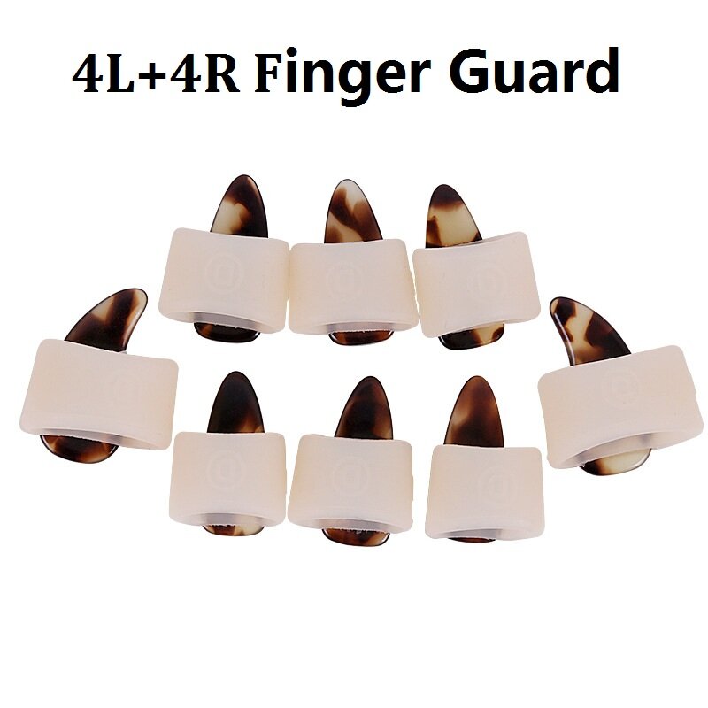 Guzheng-Protector de silicona para dedo pulgar, accesorios para instrumentos de cuerda, 4L + 4R, 8 unids/set por juego (no incluye púa de uñas)