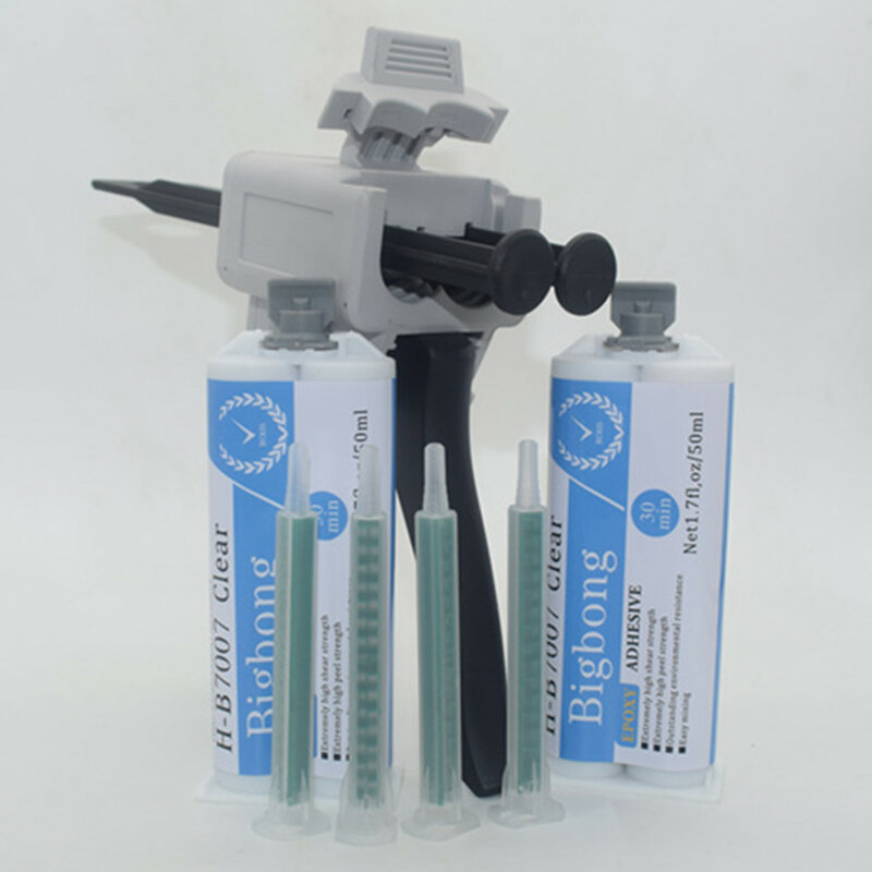 2pcs 50ml 1:1 Clear Epoxy Resin Epoxies & 4pcs Mixing Nozzles & Dispensing Gun Applicatior