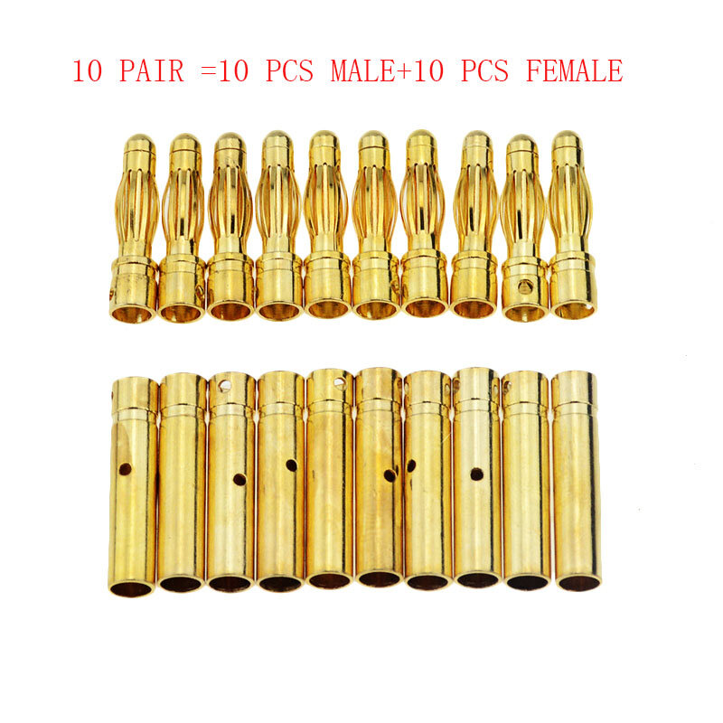 10 paire 4mm plaqué or balle fiche banane haute qualité mâle femelle balle banane connecteur modèle prise de batterie