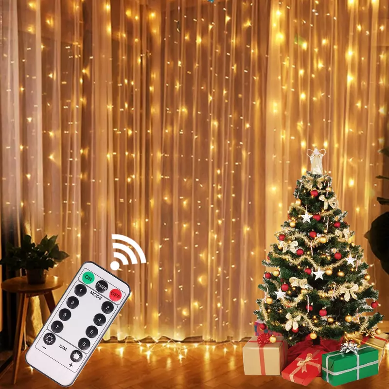 Luci di natale ghirlanda di tende decorazioni di buon natale per la casa ornamenti di natale regali di natale Navidad 2024 decorazioni di capodanno