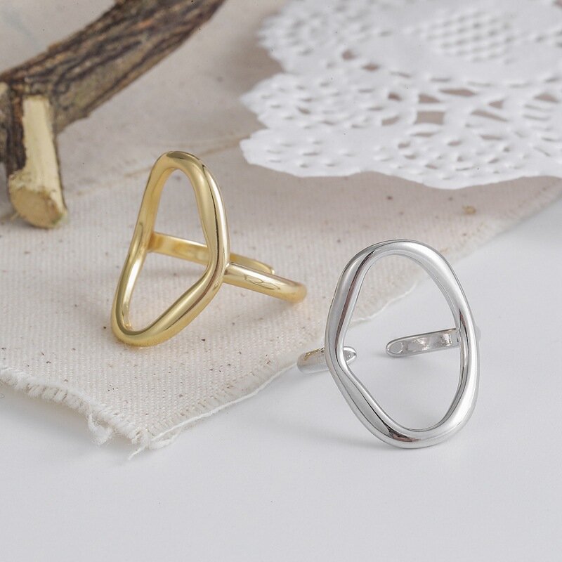 Anéis de prata esterlina para mulheres 925, vazados, cor de ouro, temperamento, personalidade, moda feminina, anel de abertura retrátil