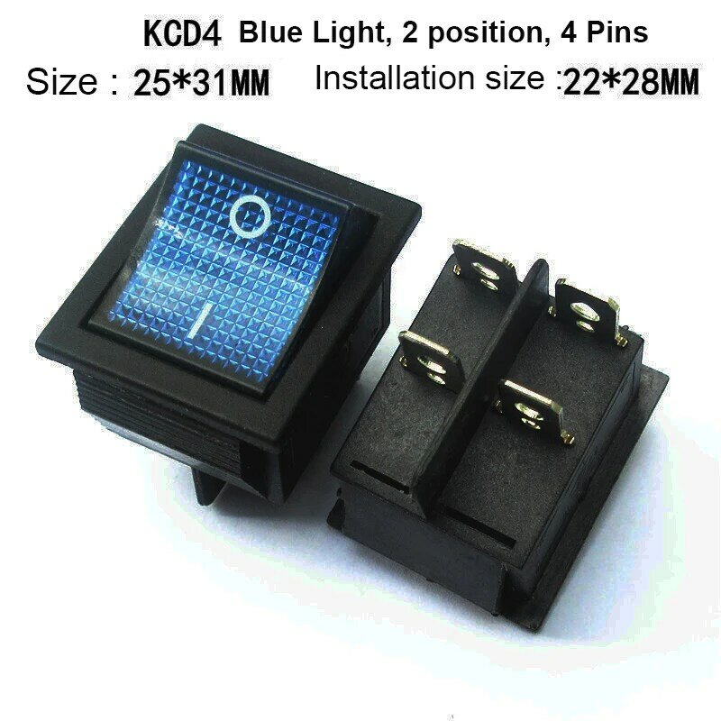 KCD4 перекидной переключатель ВКЛ-ВЫКЛ 2 Позиции 4 стежков на каждые 6 pins, электротехническое оборудование с светильник Мощность переключатель кепки 16A 250VAC/ 20A 125V