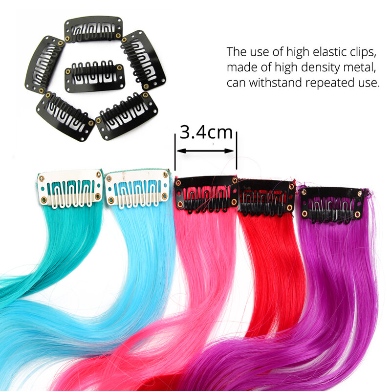 Alileader sintetico ondulato una Clip In capelli Color arcobaleno Clip riccia In un pezzo estensioni dei capelli capelli lunghi ricci più durevoli