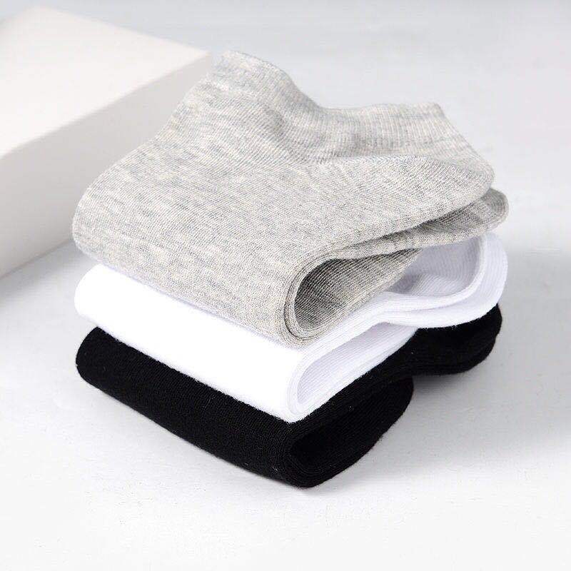 Calcetines deportivos transpirables para mujer, medias tobilleras cómodas de algodón, Color sólido, blanco y negro, 5 pares