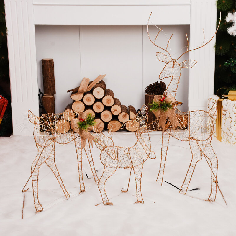 Best Christmas Decoration Cute Little Deer with Lights Christmas and New Year Cottage Atmosphere Christmas Decorations House
