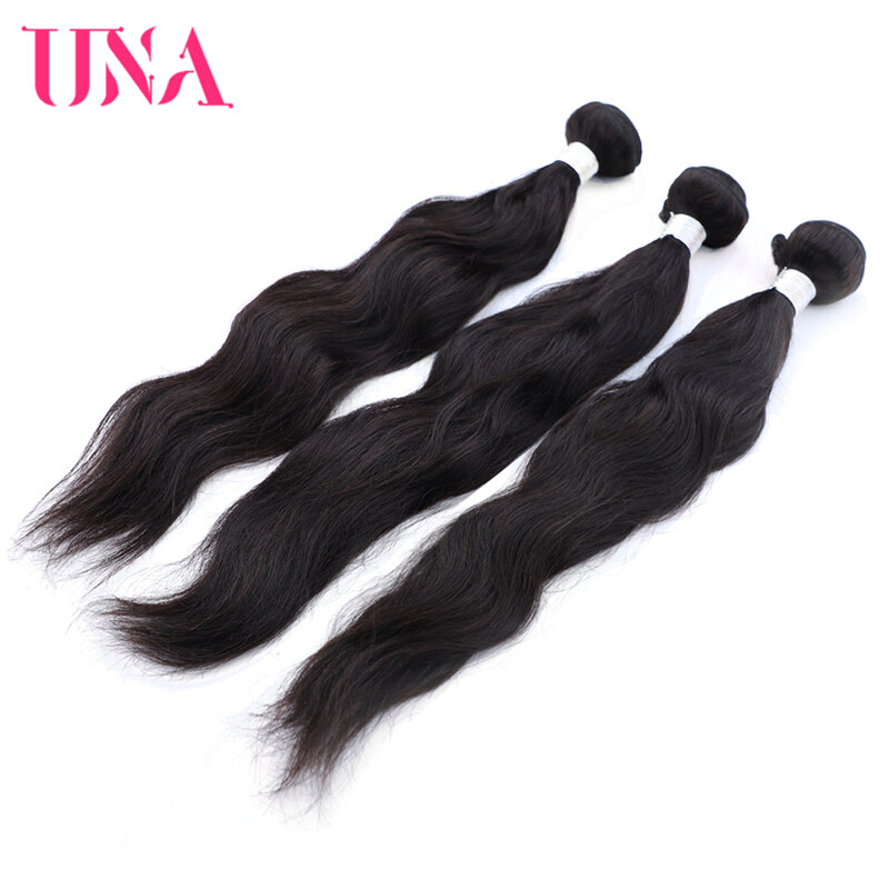[UNA] موجة طبيعية 6A نسبة منخفضة 8 "-28" شعر هندي ريمي نسج 3 حزم صفقة شعر طبيعي لحمة الشعر البشري حزم 100g