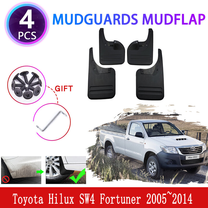 for Toyota Hilux SW4 Fortuner AN10 AN20 AN30 AN50 AN60 2005~2014 Mudguards Mudflaps Fender Flap Splash Guards Cover Accessories