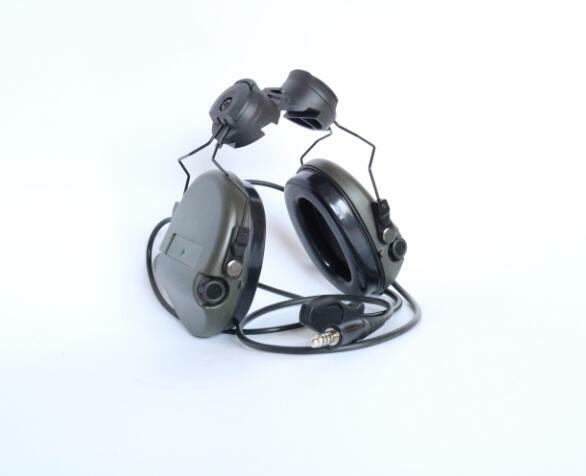 ARC helmet rail bracket electronic shooting hearing protection headset (FG) + silicone earmuffs + U94 PTT