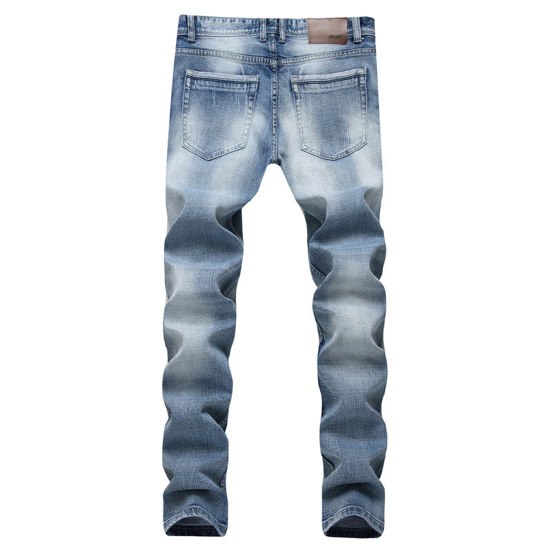 Męskie jeansy 2020 klasyczne rozciągliwe spodnie dżinsowe porysowane projektant proste Slim Fit elastyczne dżinsy męskie Streetwear dżinsy
