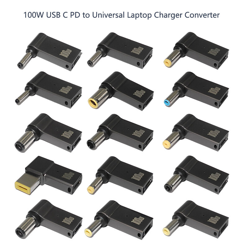 Conector de alimentación USB tipo C a CC, adaptador de corriente Universal para ordenador portátil, convertidor de enchufe para Asus, Dell, Lenovo, Notebook, 100W