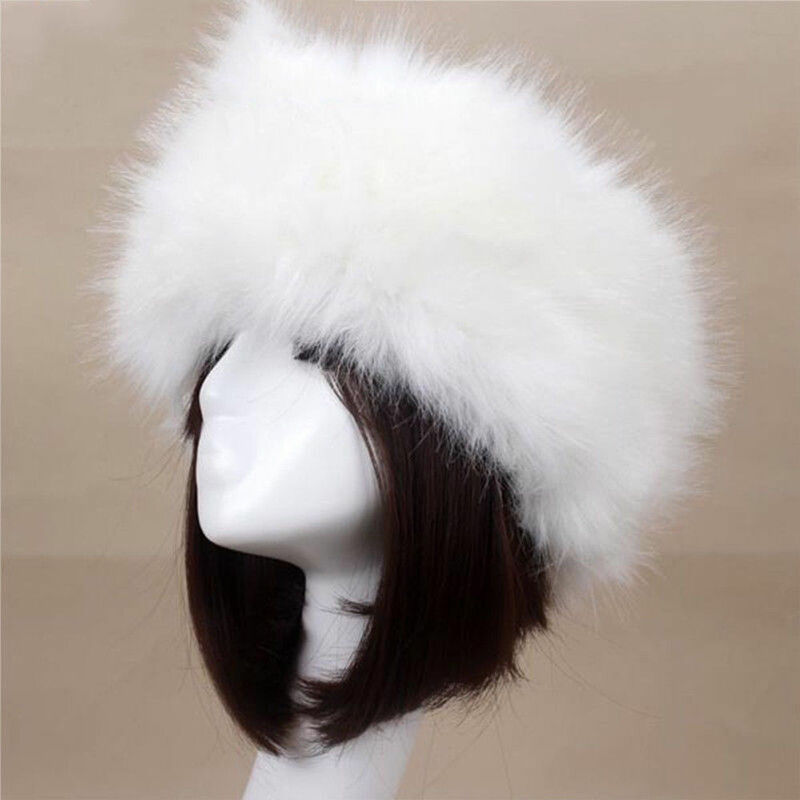 Diadema peluda gruesa para mujer y niña, gorro esponjoso de piel sintética rusa, calentador de orejas para exteriores, sombreros de esquí, novedad de invierno