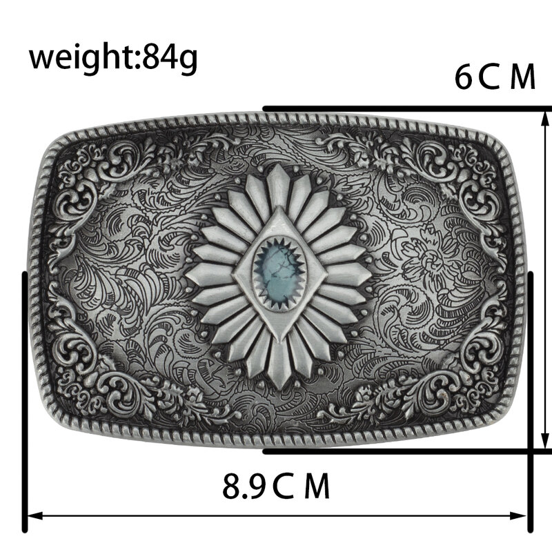 Bronze Sapphire Blue Belt Buckle Exquisite Decorative Pattern for Ｍen Cowboy Big