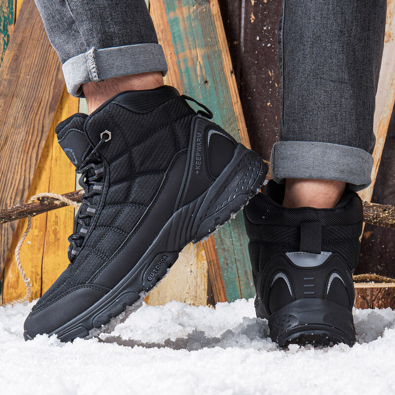 Baasploa ฤดูหนาวรองเท้าผู้ชายกลางแจ้งรองเท้าเดินป่ากันน้ำลื่นตั้งแคมป์ความปลอดภัยรองเท้าผ้าใบ sepatu BOOT kasual รองเท้าใส่เดินผู้ชายที่อบอุ่น