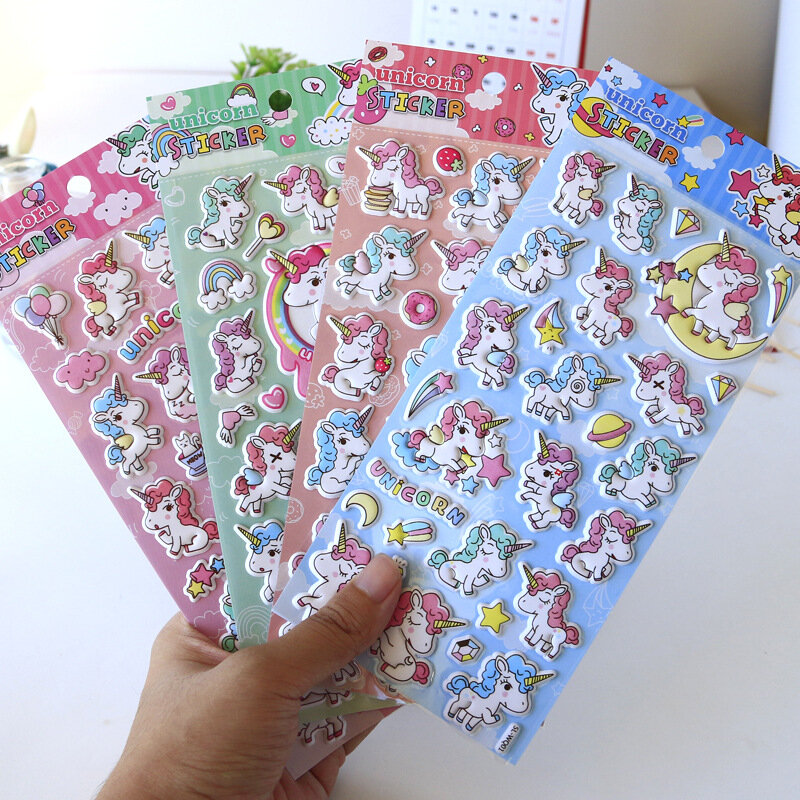 1 pc Unicorn Foam 3D adesivi colorati decorativi diario Sticker Scrapbook decorazione adesivi di cancelleria in PVC