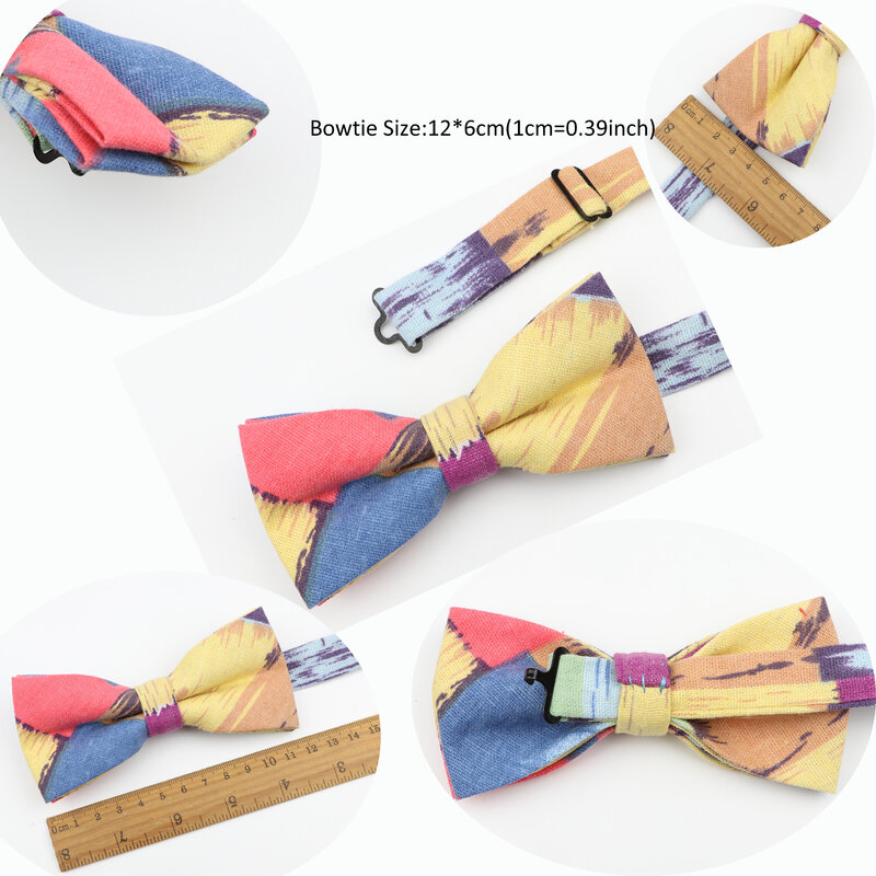 Frutta Animale Del Fumetto di Lino Famiglia Cravatte Vestito 3pcs Tie Bowtie Pocket Piazza Set Partito Cravatta Farfalla Fazzoletto Accessorio